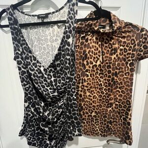 Express Women's Leopard Print Tops - Black and Brown Bundle